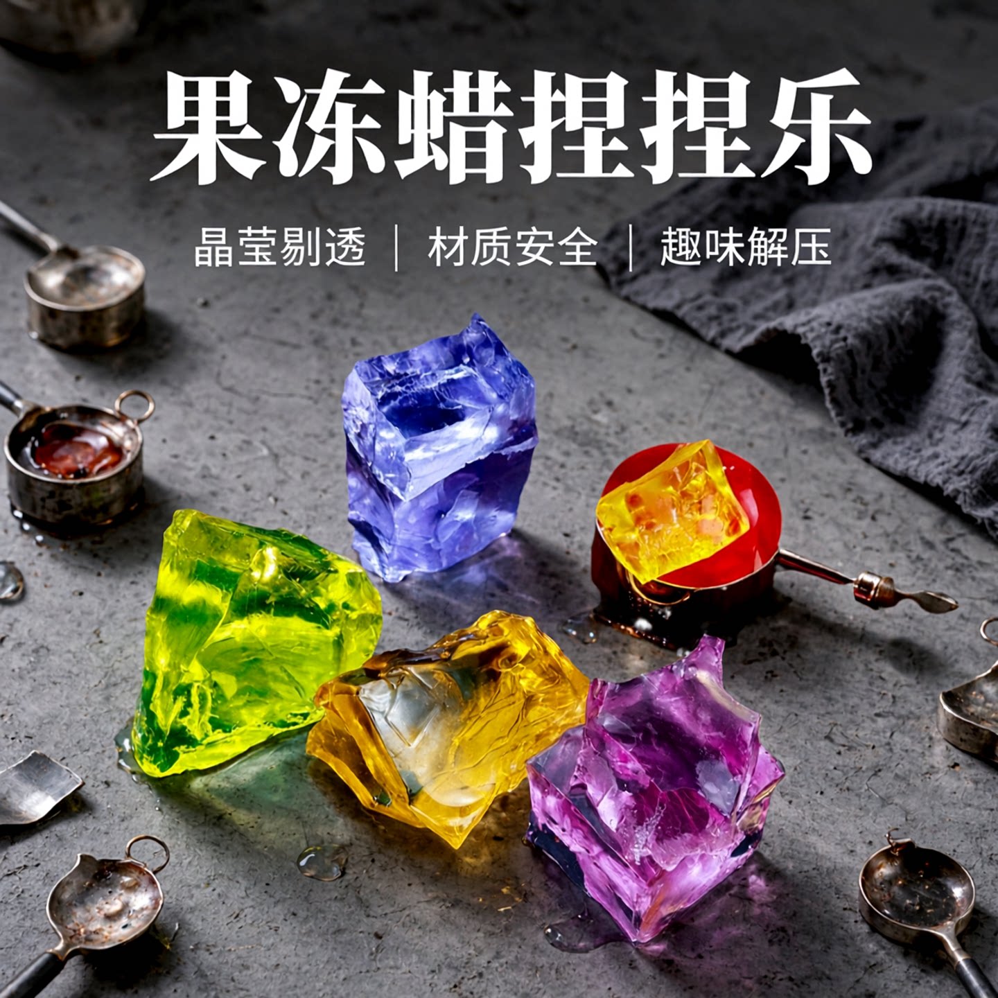 果冻蜡捏捏乐自制diy材料包蜡块
