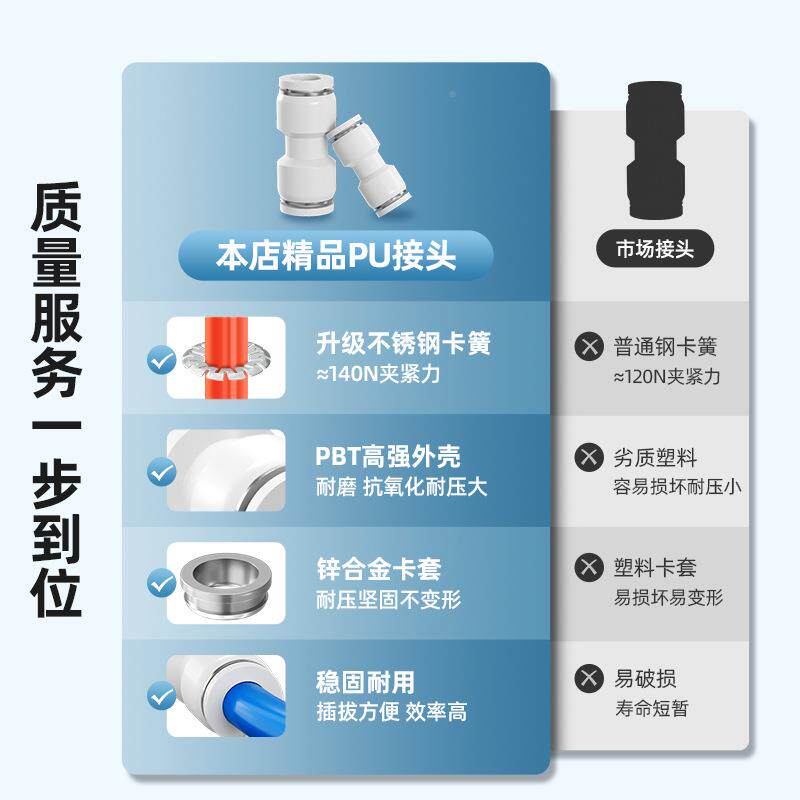 PUY/PEP/K/PZ插A五通四通三通直通PV弯通气管快13快速白色塑料接 - 实物图