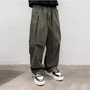 裤 长裤 男宽松百搭直筒裤 加绒休闲裤 子 日系弯刀裤 秋冬复古阔腿工装