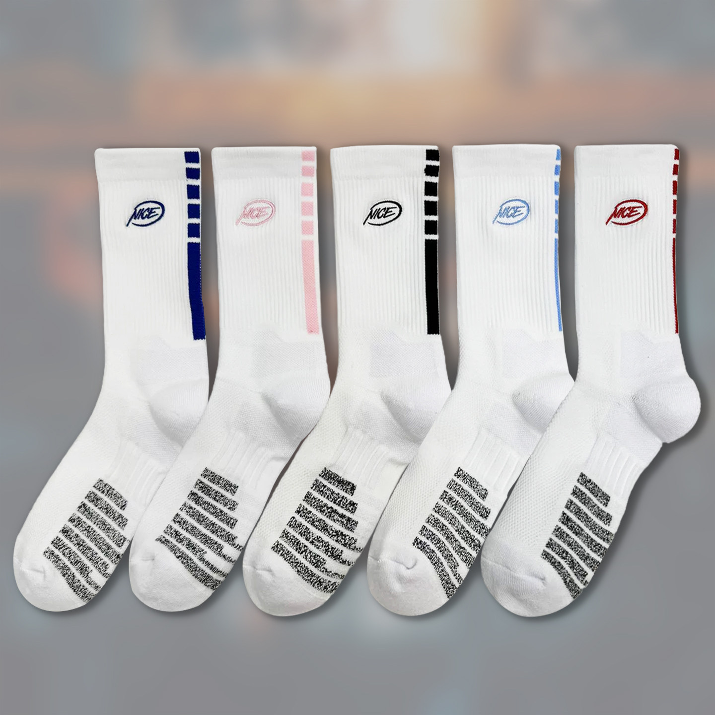 NICE篮球袜美式高筒袜加厚毛巾底能量条防滑吸汗透气男款运动袜子