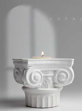 文艺复古石膏罗马柱香薰蜡烛台桌面个性造景小众拍摄道具建筑摆件