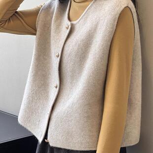 复古针织马甲女式秋季法式宽松叠穿毛衣背心圆领外穿韩系气质温柔