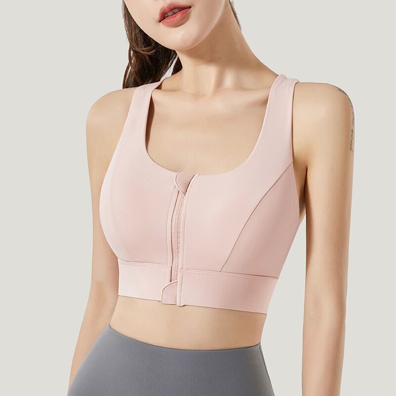 一体式前拉链运动内衣防震高强度固定杯外穿美背健身瑜伽文胸fb72