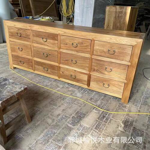 老榆木门珠展示柜岛台台做旧复古面老板吧台收中银台板材