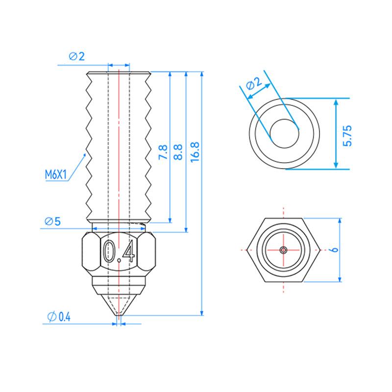 D打印机配创想ENDER 件 mV SE 高速硬钢喷嘴1质.75MM/0.4m