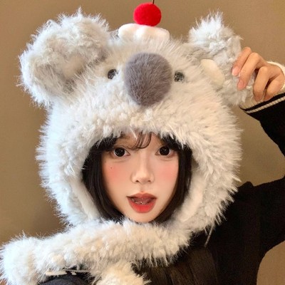 可爱耳朵会动的考拉毛绒帽