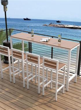 简约休户外吧台椅组桌合露KQ202210天阳台靠窗窄桌子防水闲防高晒