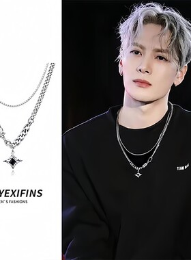 项链男高级感痞帅芒星双层项链男款潮轻奢小众设计感锁骨项链