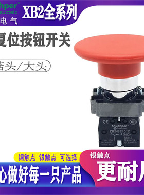 金属开关XB2-BR31C BR42C BR21C 大蘑菇头自复位启动按钮开关22MM