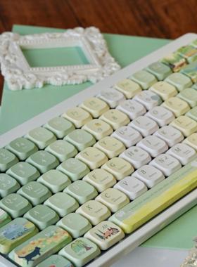 嗨元创纵春游矮轴机械键盘PBT键帽五面热升华ADA