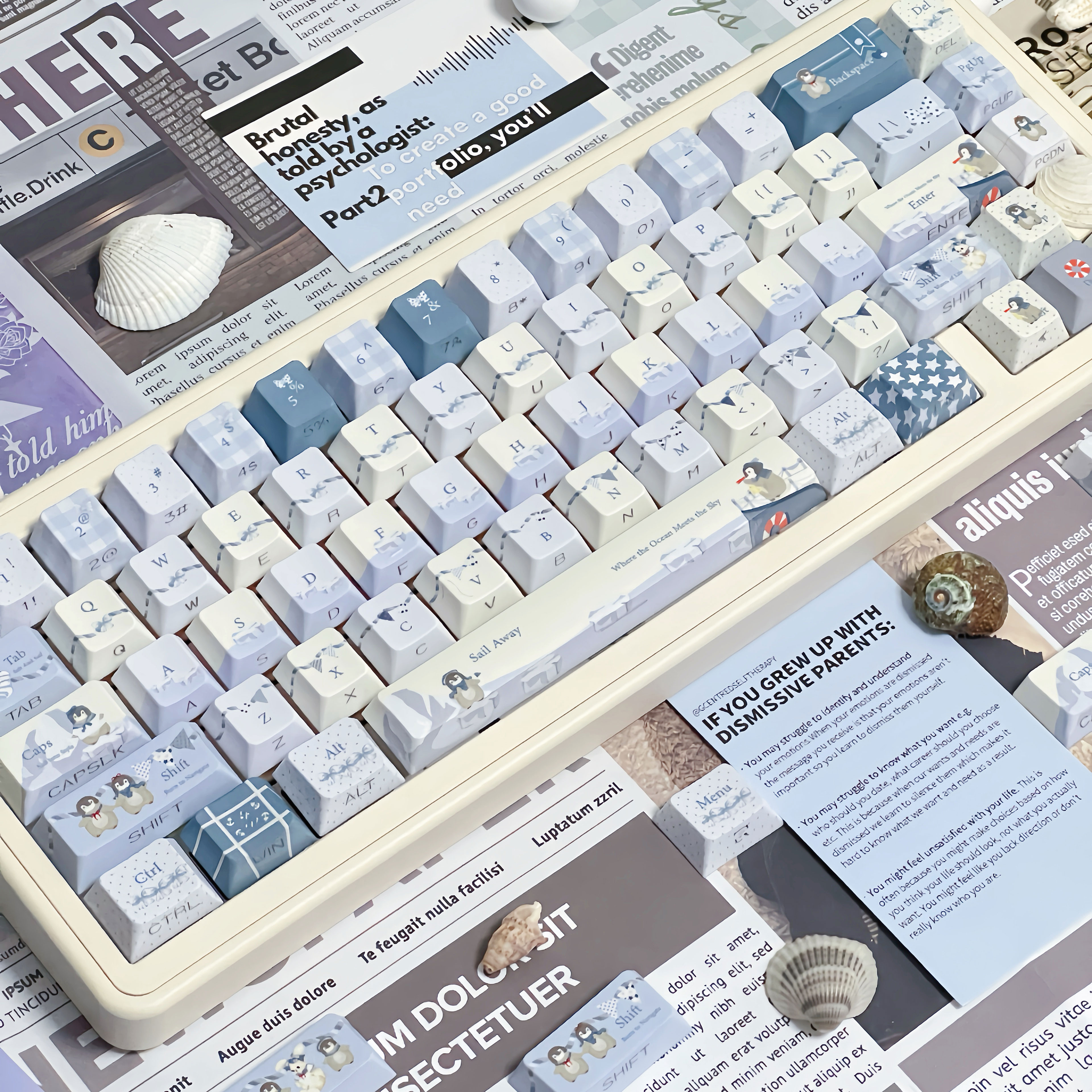 嗨元创南极打工鹅moa圆润原厂侧刻五面机械键盘PBT热升华工艺键帽