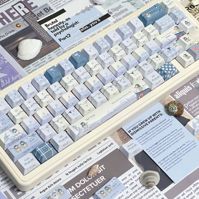 嗨元创南极打工鹅moa圆润原厂侧刻五面机械键盘PBT热升华工艺键帽