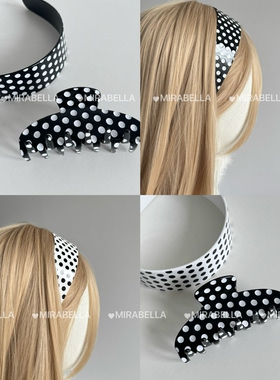 MIRABELLA经典黑白格子条纹抓夹发夹后脑勺盘发卡子马尾发抓女