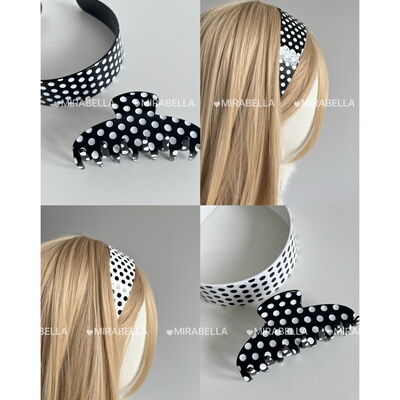 MIRABELLA经典黑白格子条纹抓夹发夹后脑勺盘发卡子马尾发抓女