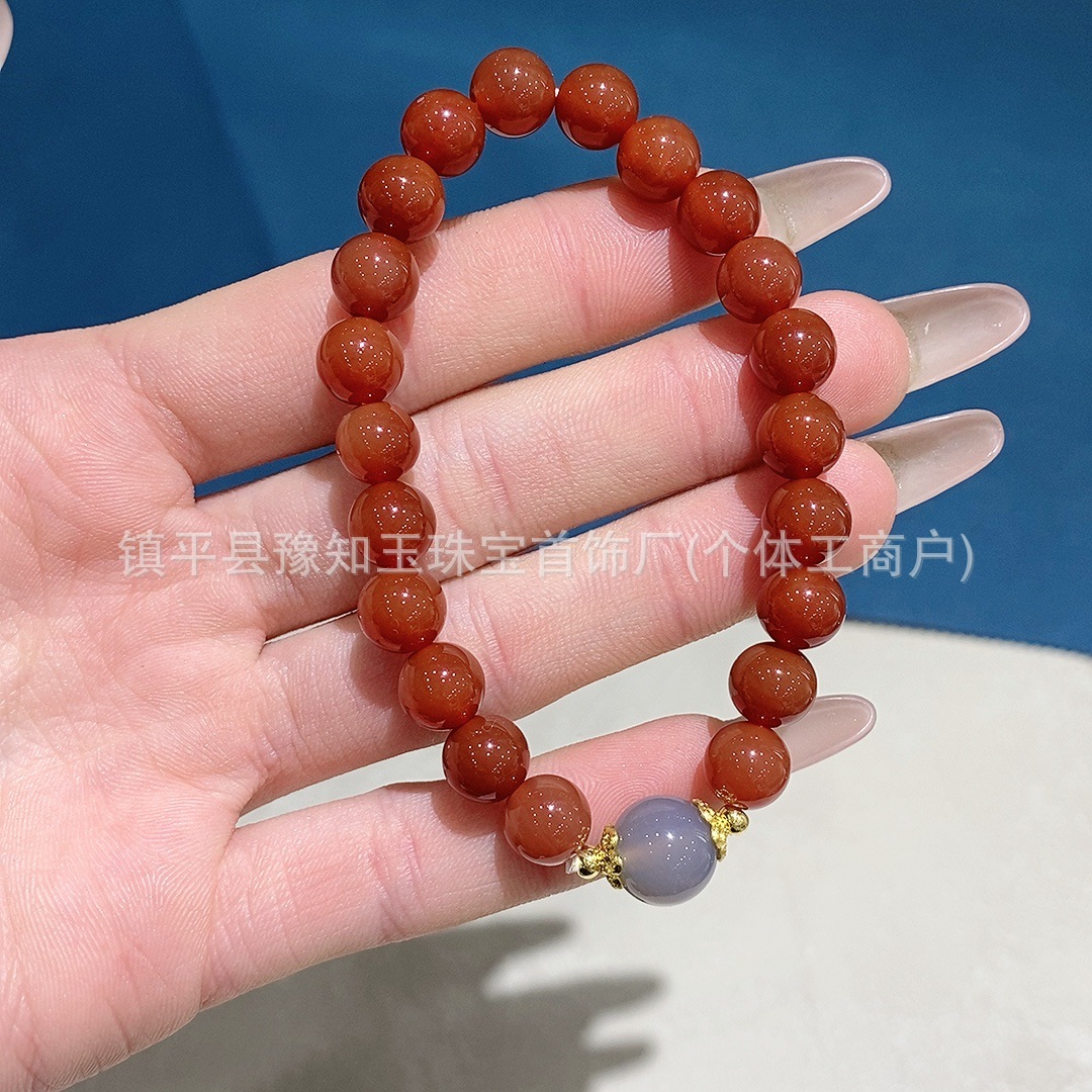 天然红玛瑙手串女高冰玉髓