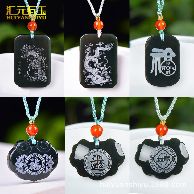 天然和田玉青玉精雕挂件佛平安锁事牌关公龙牌吊坠新品