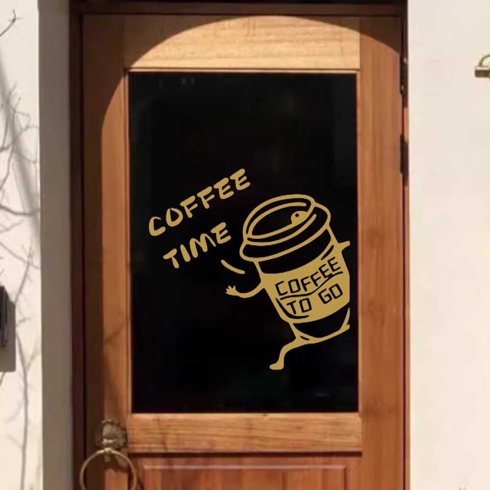 创意英文字奶茶店贴纸