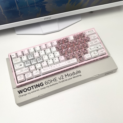 wooting60v2全新满改正品磁轴键盘梦游症八宝轴粉色镂空铝壳女生
