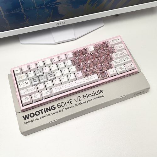 wooting60v2全新满改正品磁轴键盘梦游症八宝轴粉色镂空铝壳女生