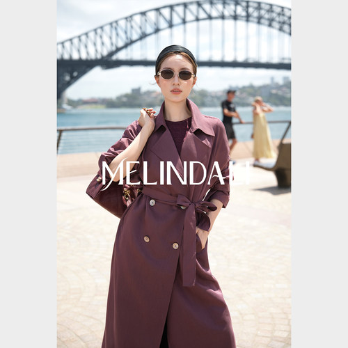 MELINDA LI【本命风衣】梦颖私服莱赛尔亚麻腰带长廓形风衣外套