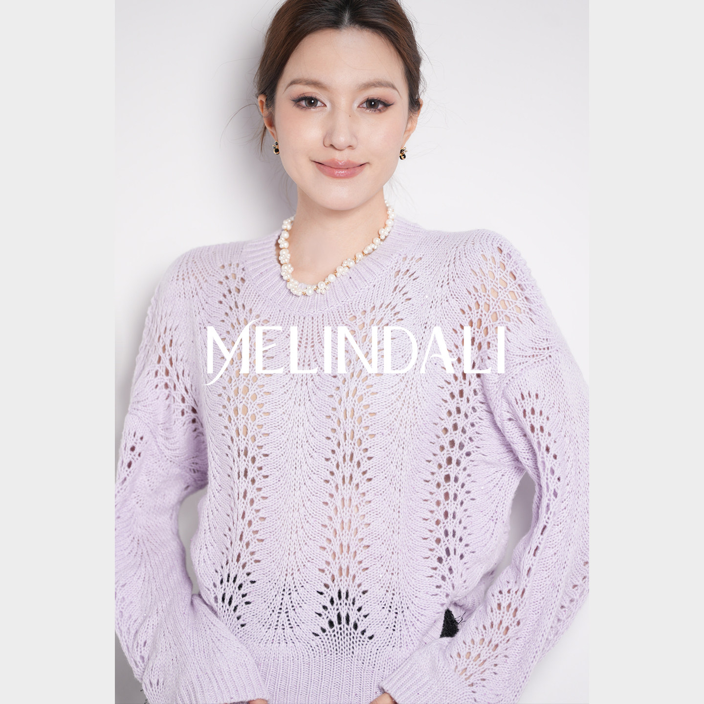 MELINDA LI【滤镜羊绒】法式阿拉善绵羊毛山羊绒金丝珠片针织毛衣