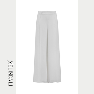 MELINDA LI【禅房花木】国风新中式桑蚕丝飘逸高腰挺缝直筒阔腿裤