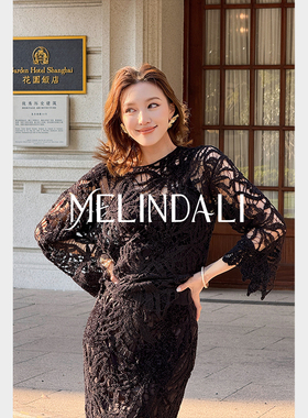 MELINDA LI【天鹅湖套装】梦颖私服镂空编织盘带绣罩衫上衣半裙