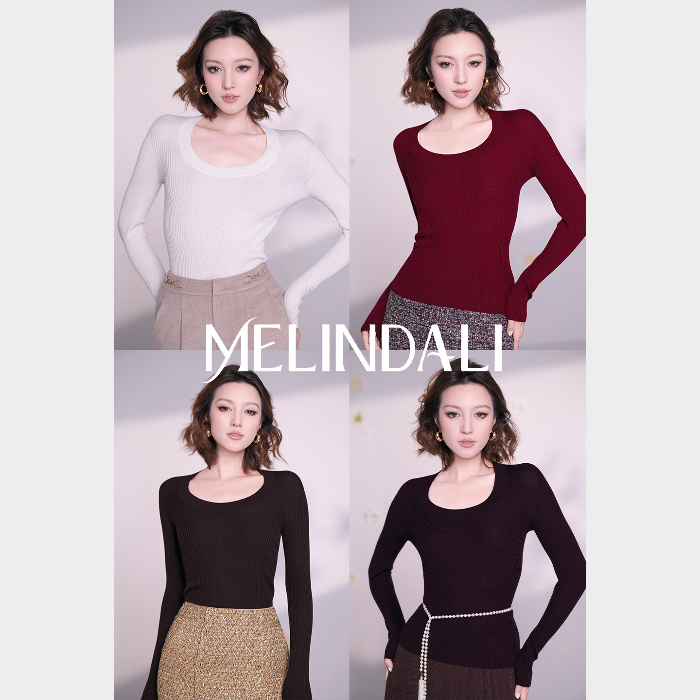 MELINDA LI【云柔u领2.0】可机洗48支德国Biella扬子纱羊毛打底衫