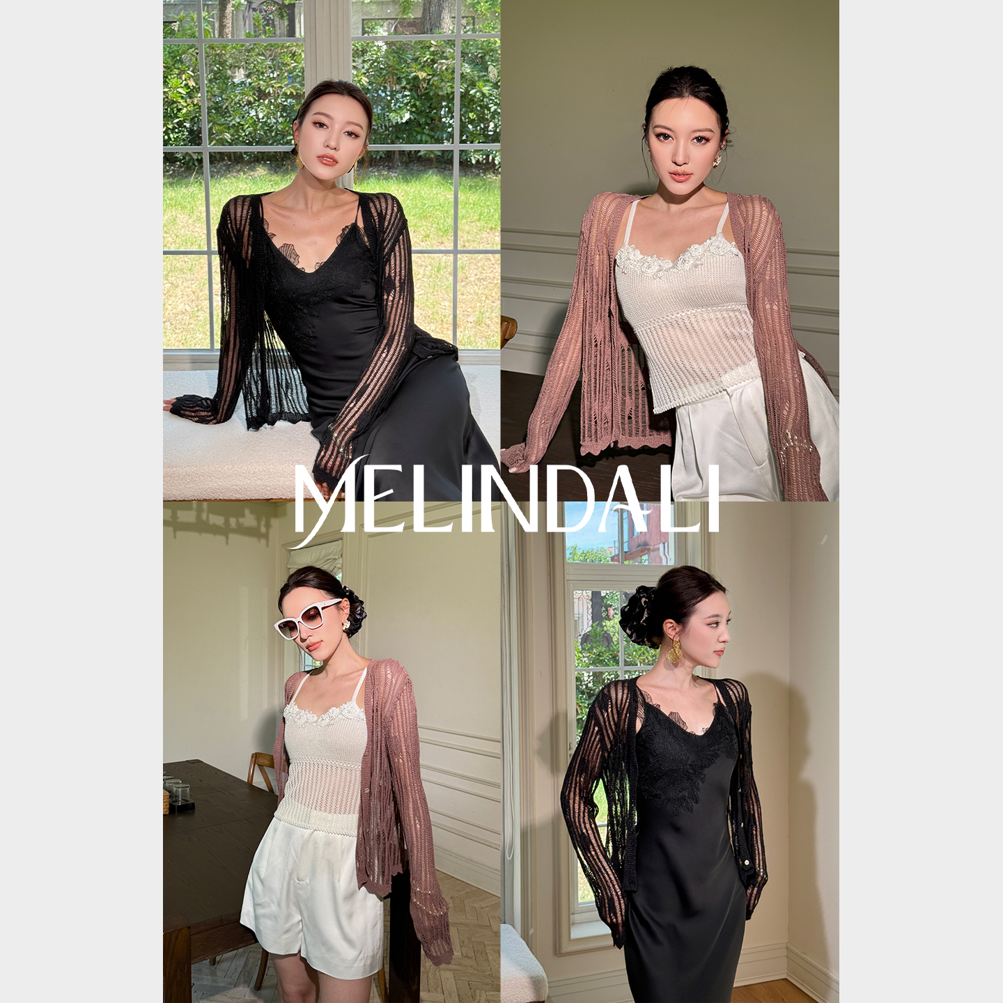 MELINDA LI【空气和纸】日本进口和纸纱叶脉匠艺镂空漂亮针织开衫