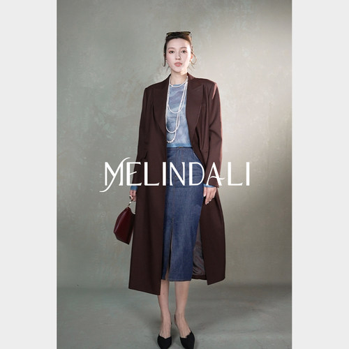 Melinda Li【大都会】梦颖私服通勤风精纺斜纹毛料直身长款西装