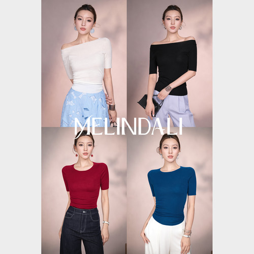 MELINDA LI【骨感明艳】德国扬子纱60支18针岛精无缝一体修身短袖