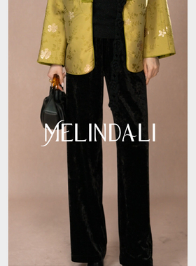 Melinda Li【露华】韩国进口光泽垂感钻石绒吊带裤子套装