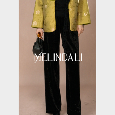 Melinda Li【露华】韩国进口光泽垂感钻石绒吊带裤子套装