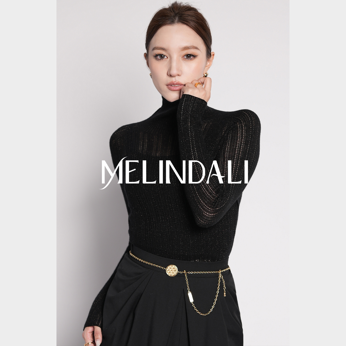 MELINDA LI【流星打底】68支水溶羊毛无缝一体细闪亮葱高领针织衫