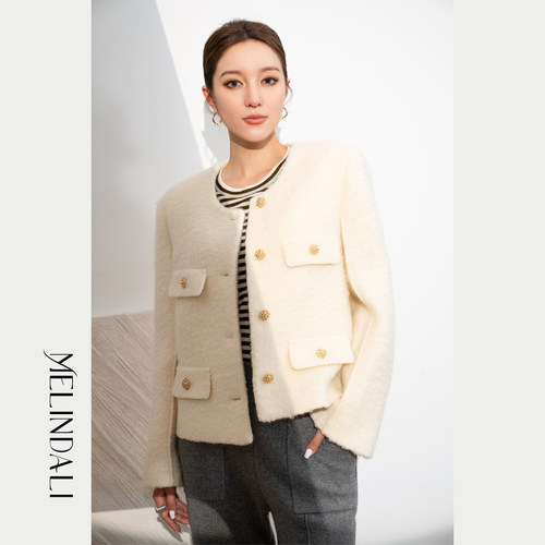 MelindaLi毛呢圈圈小香风外套