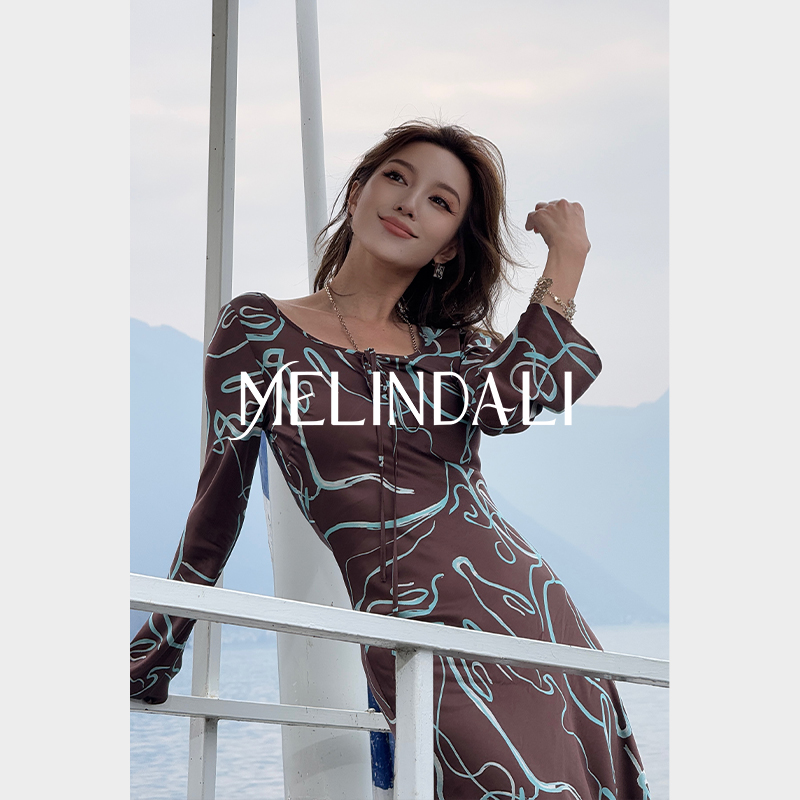 MELINDA LI【水城倒影】梦颖私服重磅19mm桑蚕丝人丝印花连衣裙