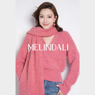 Melinda Li【珊瑚绒绒】软糯ALPACA羊驼毛短款优雅交叠领套头毛衣