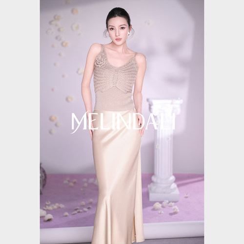MELINDA LI【金凤蝶】重工金葱纱线纯手工手钩蝴蝶针织吊带背心