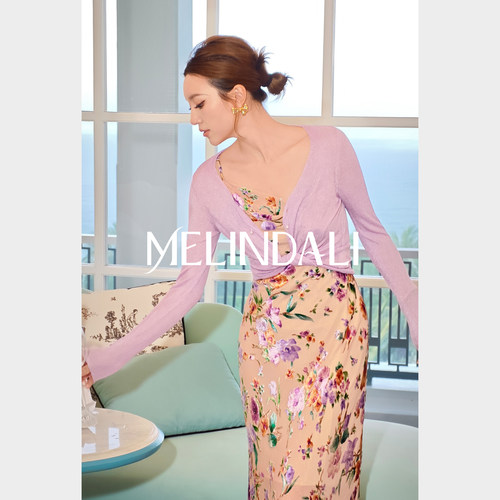 Melinda Li【意式美人】闪光纱细坑条新款2026漂亮时髦女针织开衫