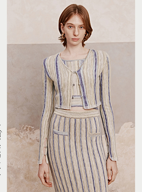 Melinda Li 【睡莲】原创设计 高难度獨特染纱工艺针织开衫套装