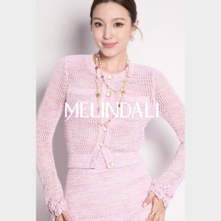 花纱手工钩花圆领针织开衫 MELINDA 法式 青青山茶 半裙连衣裙