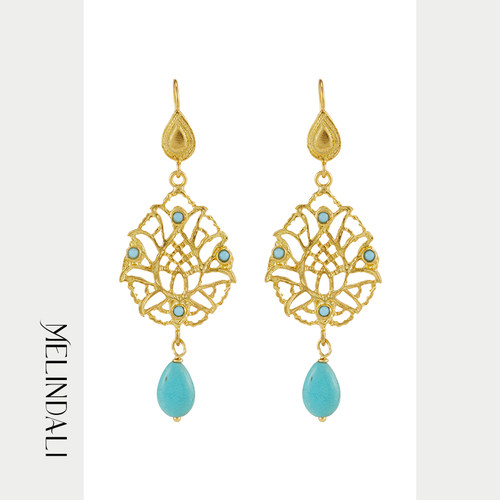 MELINDA LI进口手工黄铜镀22K金吊坠耳饰