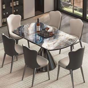 高端意式天然微晶石可伸缩餐桌家用圆桌可折叠圆形小户型可方可圆