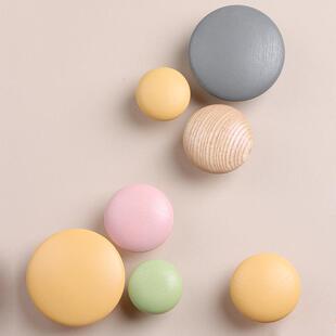 儿童衣柜把手抽屉实木一体成型一门到顶木质原木圆儿童房衣柜拉手