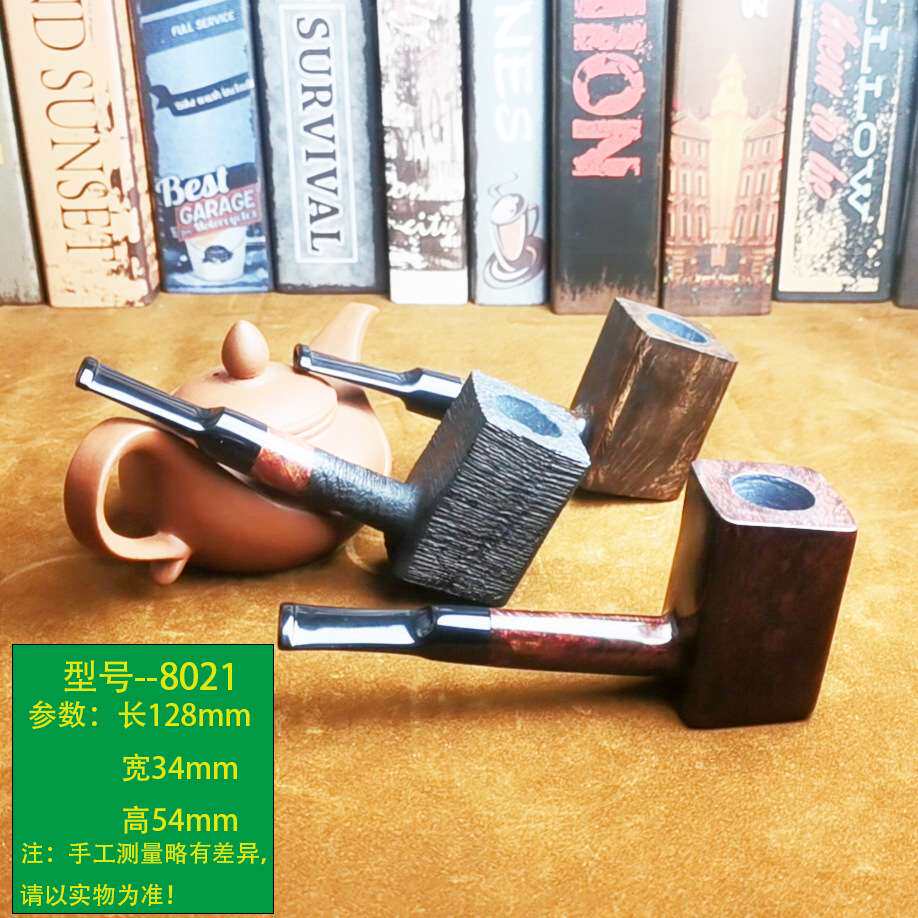 现货石楠木料手工斗九毫米过滤芯直柄烟斗烟具