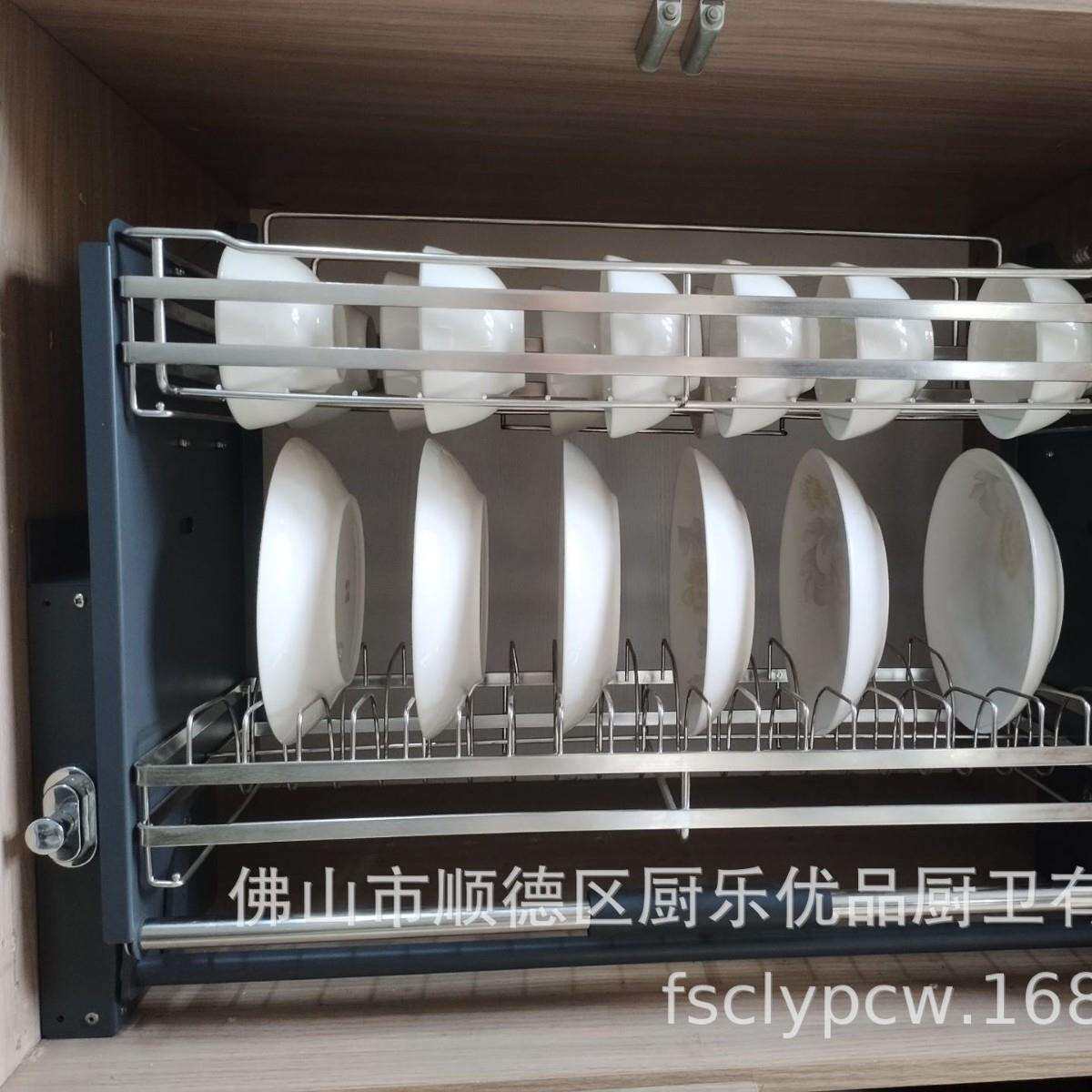 厨房吊柜升降拉篮阻尼缓冲式不锈钢碗碟架橱柜碗碟收纳升降机拉篮