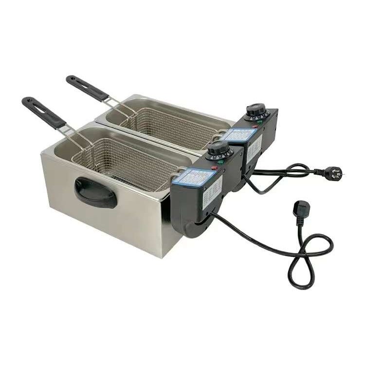 用4+4升双缸电炸炉电炸馒头锅小吃设备可做110V
