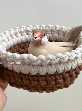 「双色奶油碗」小鸟碗窝 | 原创手作小鸟鹦鹉文鸟珍珠鸟四季鸟窝