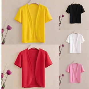 短袖开衫女夏季轻薄款冰丝配裙子外搭短款大码百搭小坎肩防晒罩衫