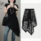 2026新款 复古纯色百搭显瘦蕾丝半身裙屁帘不规则 潮流短裙女时尚